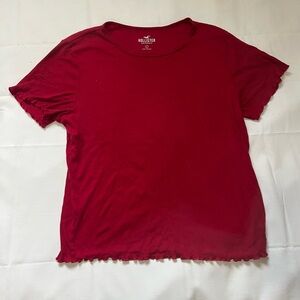 Hollister Red Crop Relaxed Short Sleeve T-Shirt